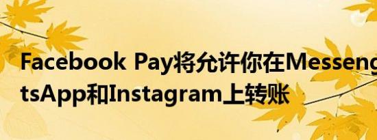 Facebook Pay将允许你在Messenger WhatsApp和Instagram上转账