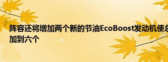 阵容还将增加两个新的节油EcoBoost发动机使总供应量增加到六个