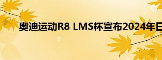 奥迪运动R8 LMS杯宣布2024年日历