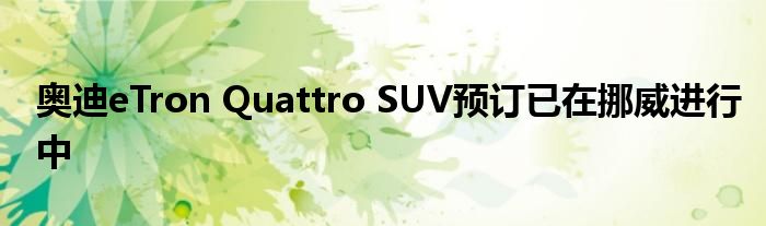 奥迪eTron Quattro SUV预订已在挪威进行中