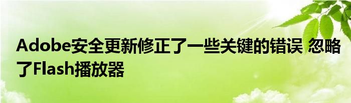 Adobe安全更新修正了一些关键的错误 忽略了Flash播放器