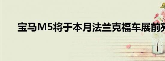 宝马M5将于本月法兰克福车展前亮相