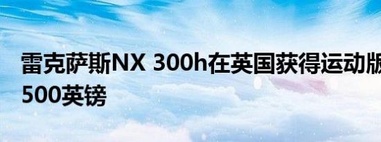 雷克萨斯NX 300h在英国获得运动版 售价36500英镑