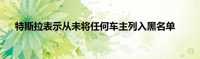 特斯拉表示从未将任何车主列入黑名单