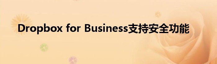 Dropbox for Business支持安全功能