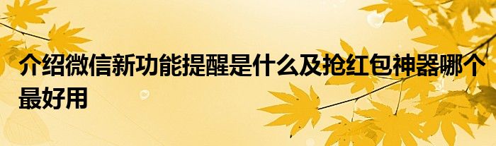 介绍微信新功能提醒是什么及抢红包神器哪个最好用