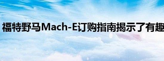 福特野马Mach-E订购指南揭示了有趣的功能