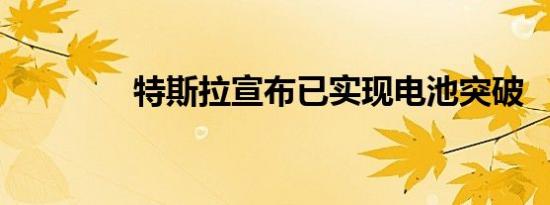 特斯拉宣布已实现电池突破