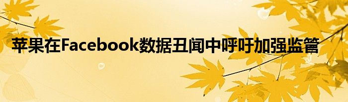 苹果在Facebook数据丑闻中呼吁加强监管