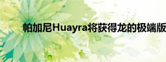 帕加尼Huayra将获得龙的极端版本