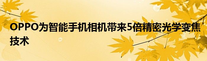 OPPO为智能手机相机带来5倍精密光学变焦技术