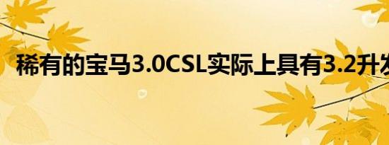 稀有的宝马3.0CSL实际上具有3.2升发动机