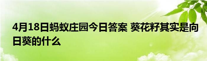 4月18日蚂蚁庄园今日答案 葵花籽其实是向日葵的什么