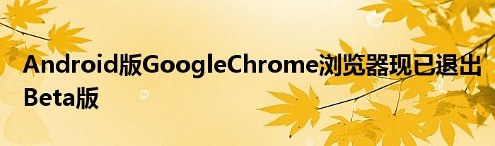 Android版GoogleChrome浏览器现已退出Beta版