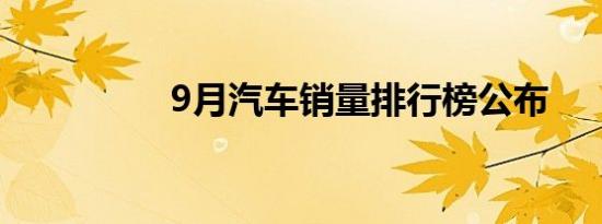 9月汽车销量排行榜公布